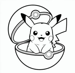 Pokeball Içindeki Pikachu Boyama Sayfası
