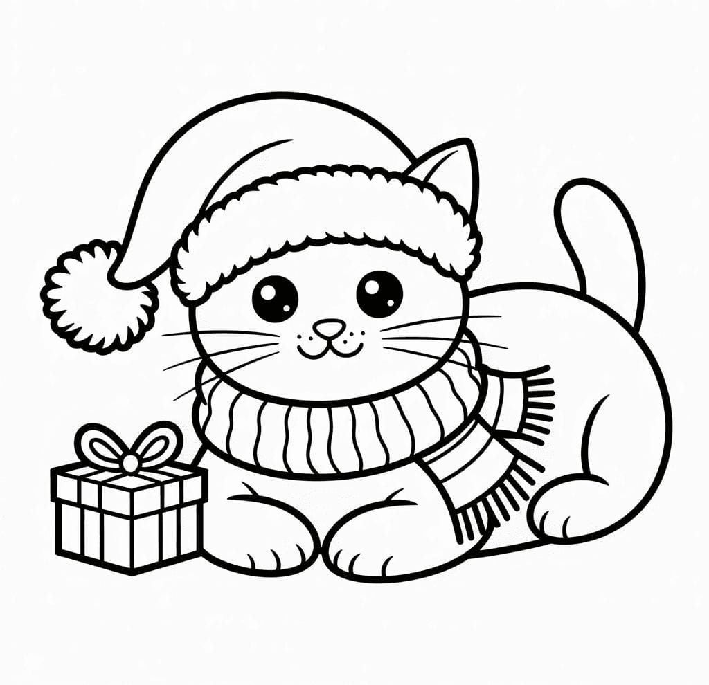 Noel Kedisi Boyama Sayfası