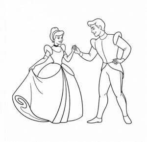 Sindirella Prens Ile Dans Ediyor Boyama Sayfası