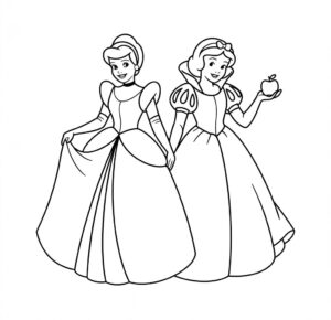 Sindirella Ve Pamuk Prenses Boyama Sayfası