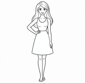 Siyah Ve Beyaz Barbie Boyama Sayfası