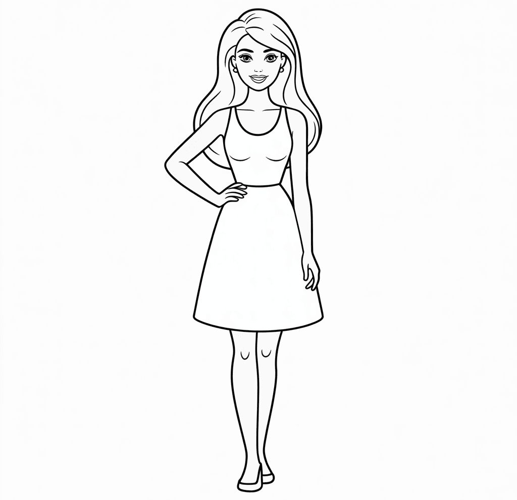 Siyah Ve Beyaz Barbie Boyama Sayfası