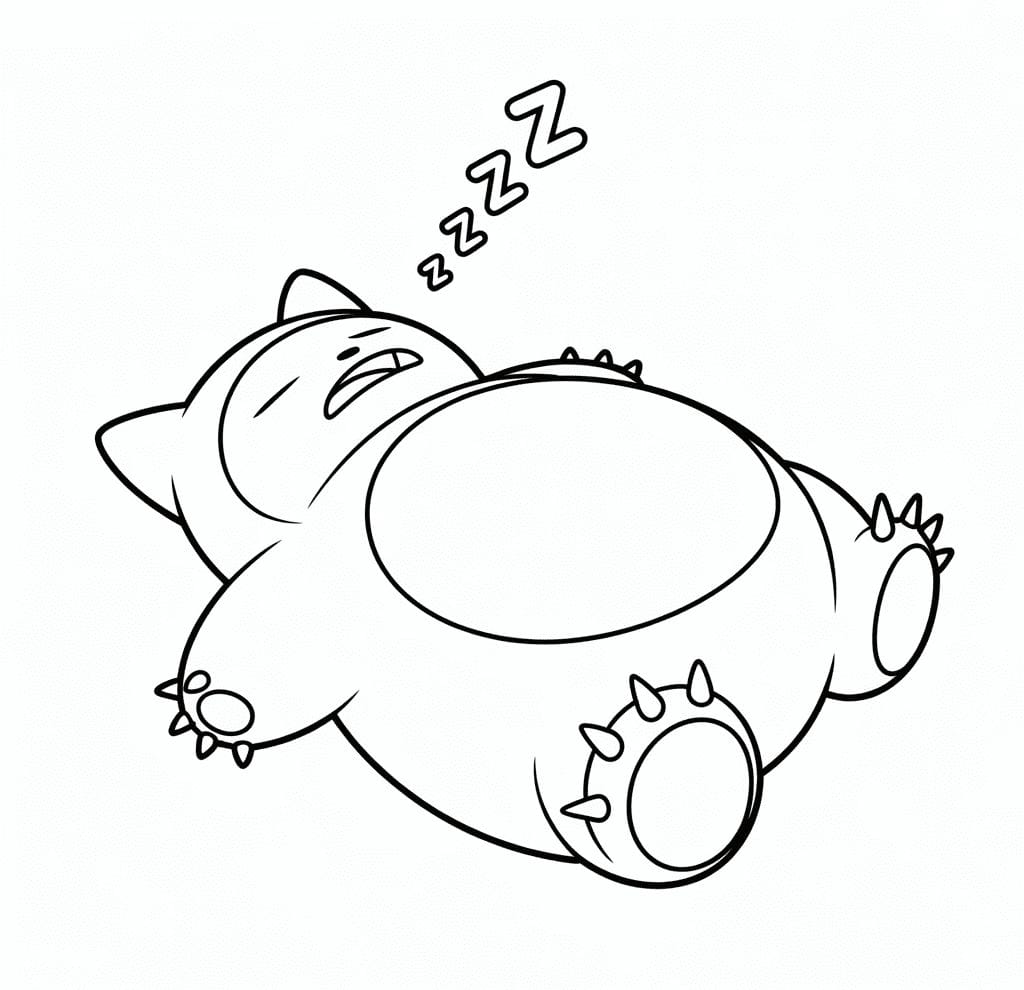 Snorlax Uyuyor Boyama Sayfası