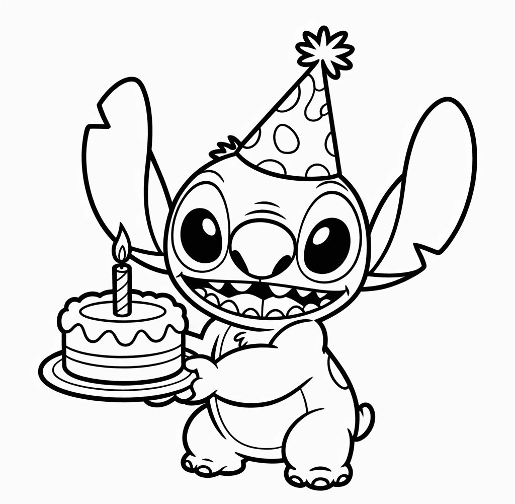 Stitch’In Mutlu Yılları Boyama Sayfası