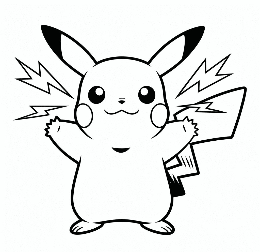 Yıldırımıyla Pikachu Boyama Sayfası