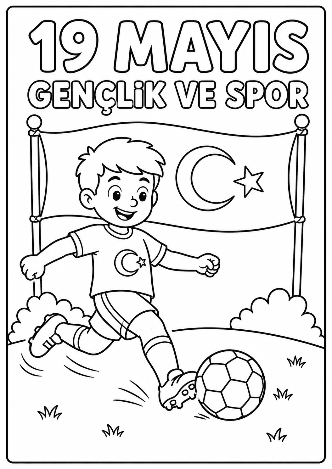 Futbol Oynayan Çocuk Boyama Sayfası