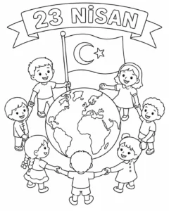 23 Nisan Coşkusu ve Birlik Boyama Sayfası İndir