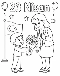 23 Nisan Coşkusu ve Hediye Boyama Sayfası İndir