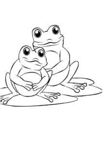 Anne ve Bebek Kurbağa Boyama Sayfası İndir