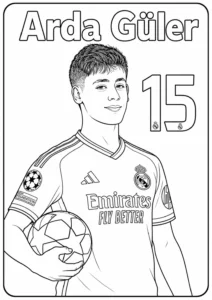 Arda Güler Real Madrid On Beş Numara Poster Boyama Sayfası İndir