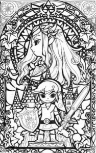 Bağlantı ve Prenses Zelda Mandala Boyama Sayfası İndir