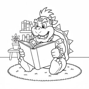 Bowser Jr Kitap Okuyor Boyama Sayfası İndir