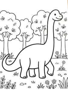 Brachiosaurus Kolay Çiz Boyama Sayfası İndir