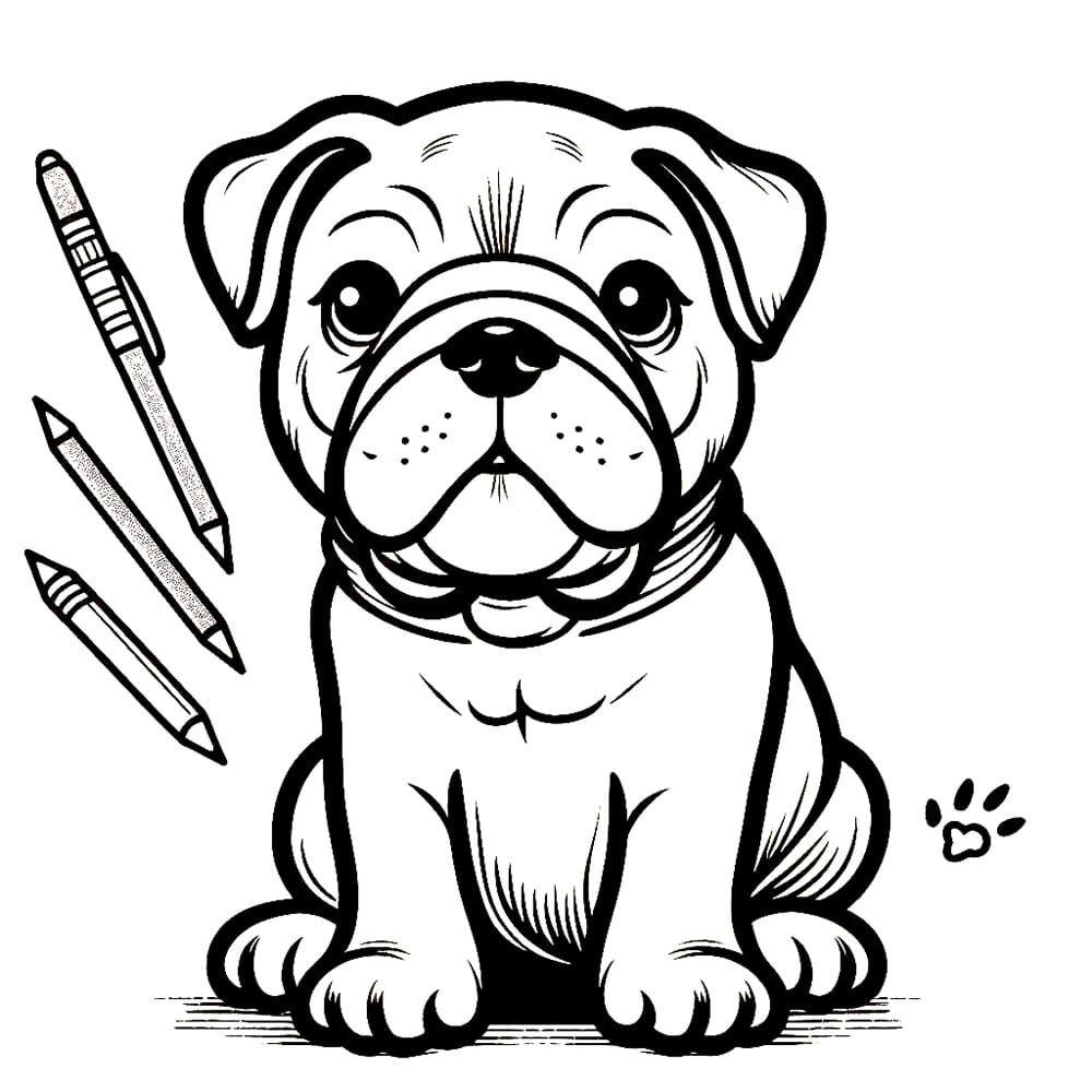 Oturan Bulldog Boyama Sayfası