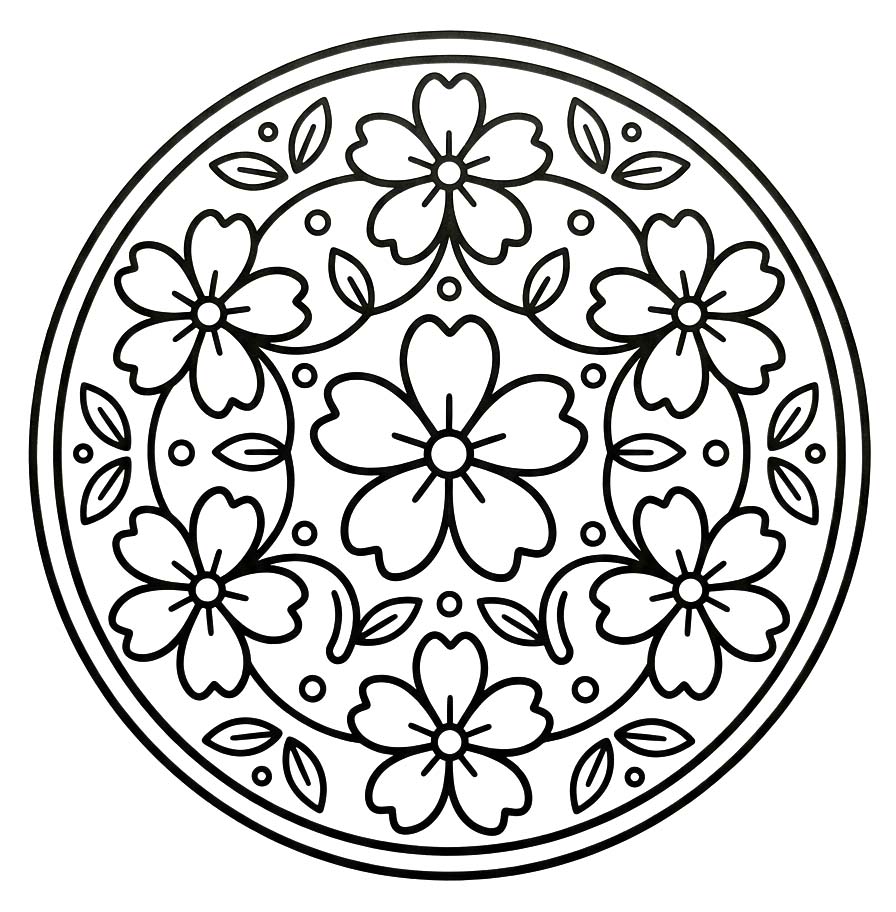 Çiçek Mandala Boyama Sayfası