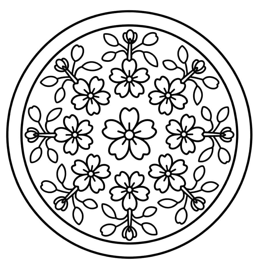 Çiçek Mandala Boyama Sayfası