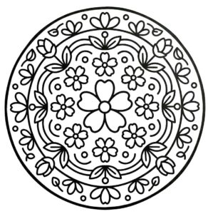Çiçek Mandala Yazdırılabilir Boyama Sayfası İndir