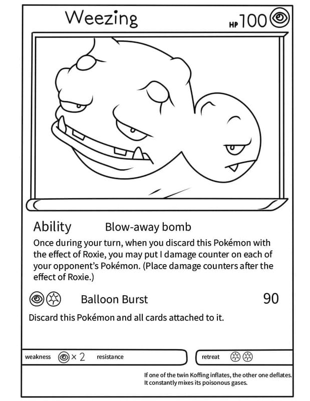 Weezing Pokemon Kartı Boyama Sayfası