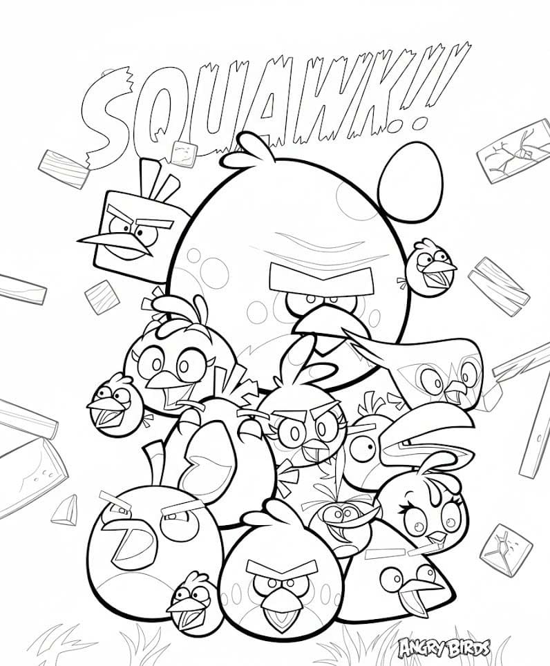Angry Birds Kuşlar Boyama Sayfası