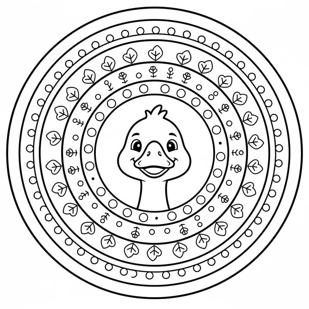 Ördek Yavrusu Mandala Boyama Sayfası