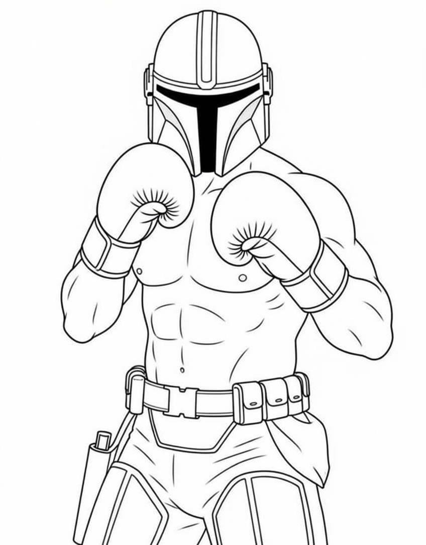 Mandalorian Boks Eldivenli Boyama Sayfası