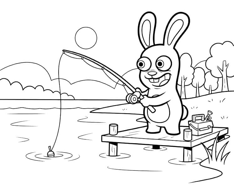 Raving Rabbids Balık Tutma Boyama Sayfası