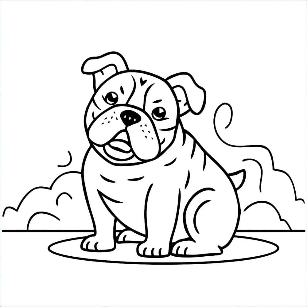 Oturan Bulldog Boyama Sayfası