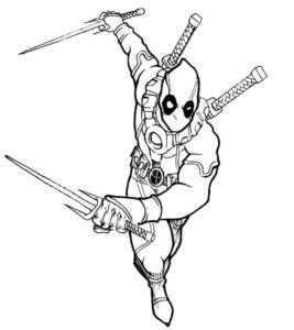 Deadpool Aksiyonunu Çiz Boyama Sayfası İndir
