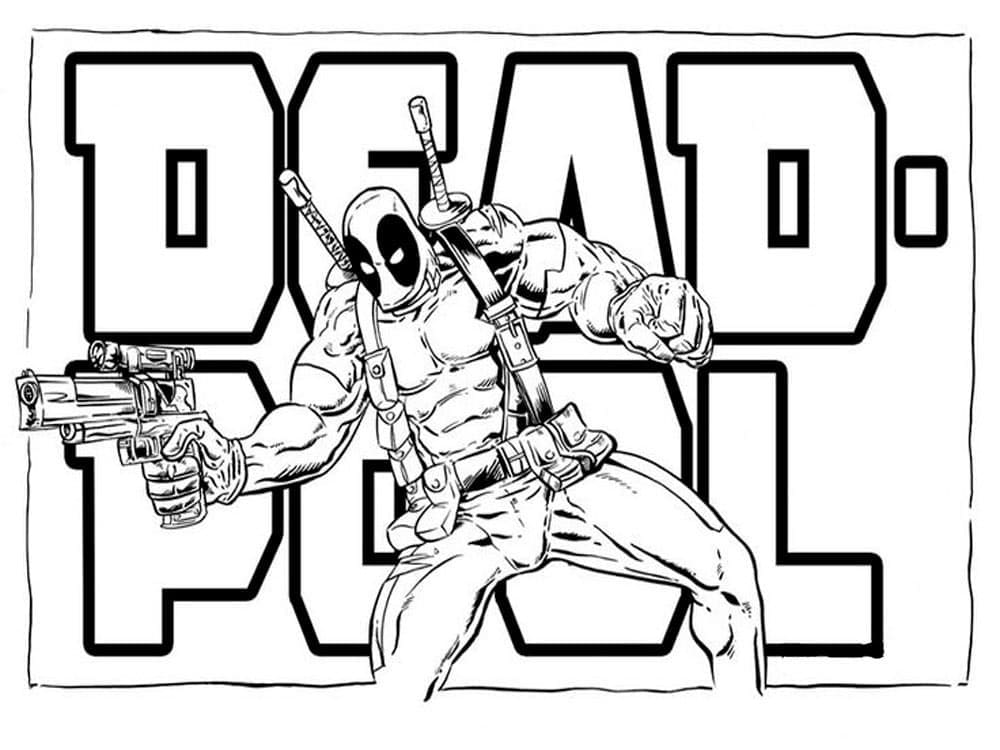Deadpool Aksiyon Pozu Boyama Sayfası