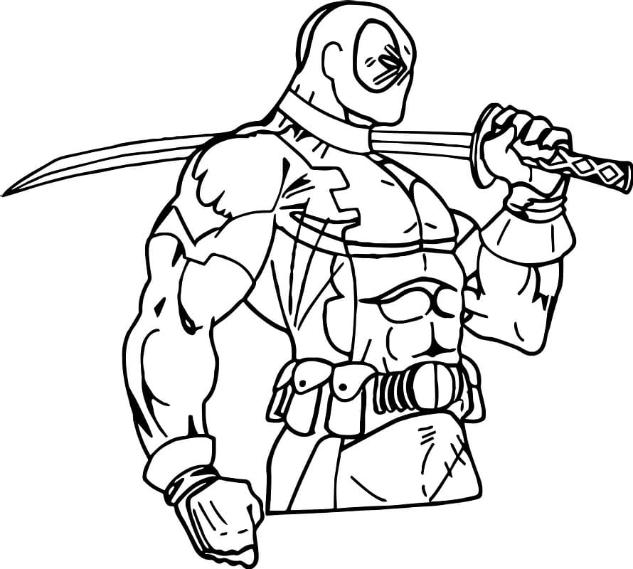 Deadpool Kılıcıyla Boyama Sayfası