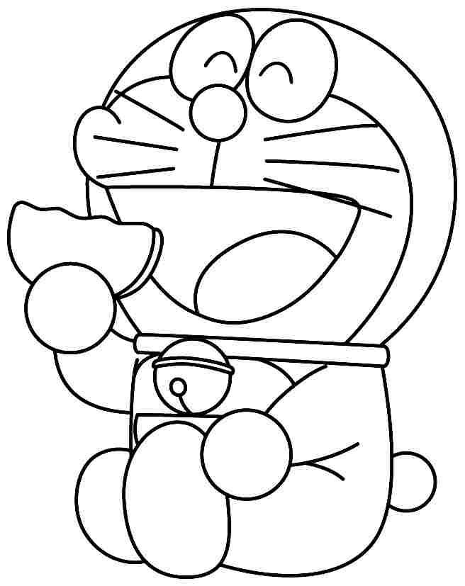Doraemon Yemek Yiyor Boyama Sayfası