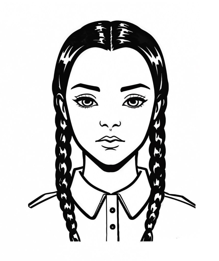 Örgülü Wednesday Addams Boyama Sayfası