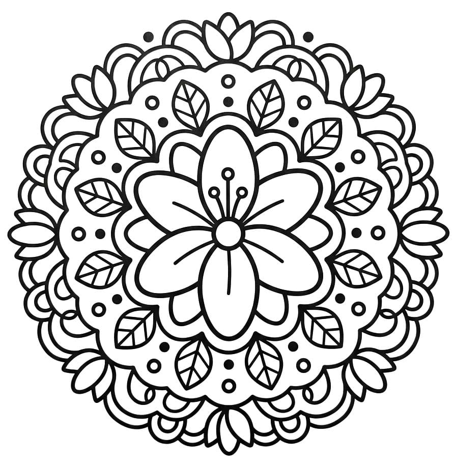 Çiçek Mandala Boyama Sayfası