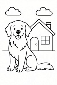 Goruntu Golden Retriever Basit Boyama Sayfası İndir
