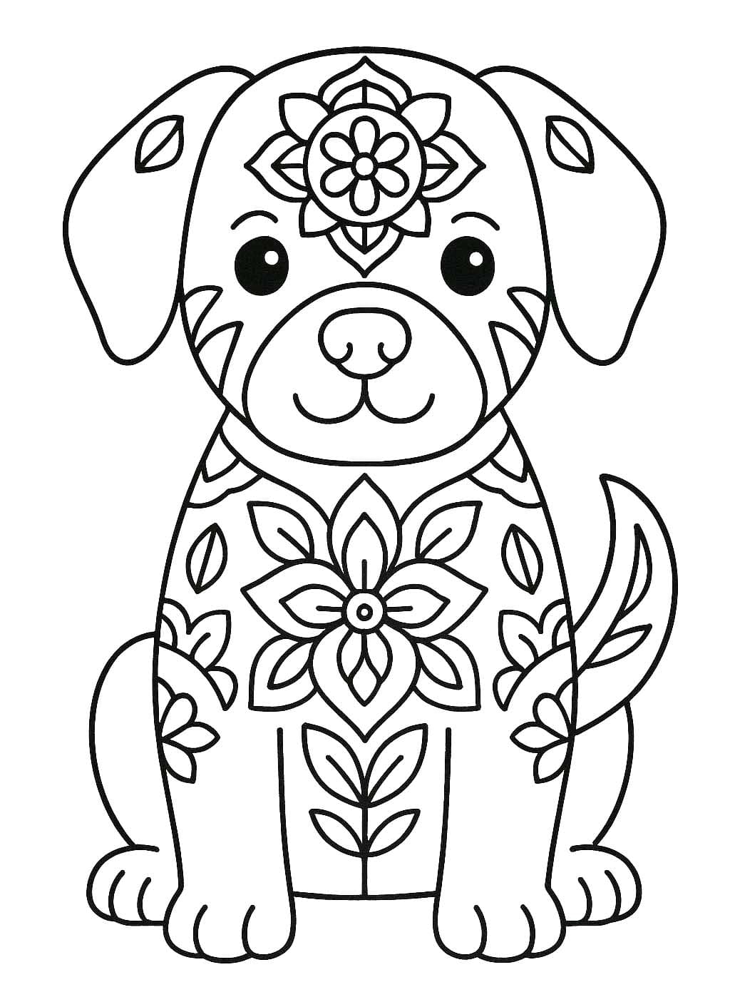 Köpek Mandala Boyama Sayfası