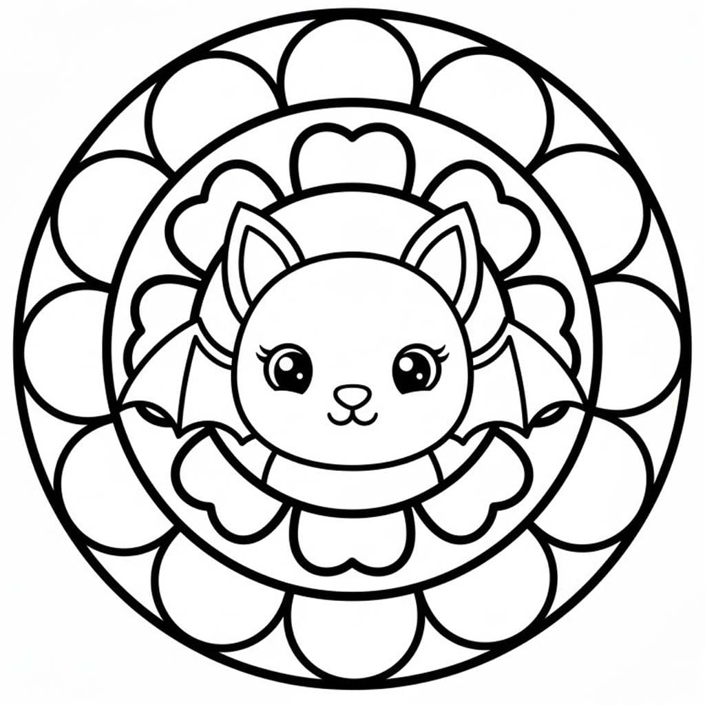 Yarasa Mandala Boyama Sayfası