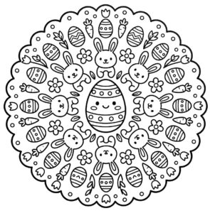 Goruntu Paskalya Mandala Basit Boyama Sayfası İndir