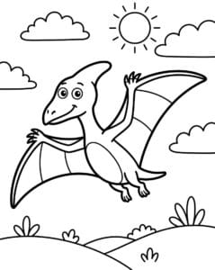 Görüntü Pterodaktil Kolay Boyama Sayfası İndir