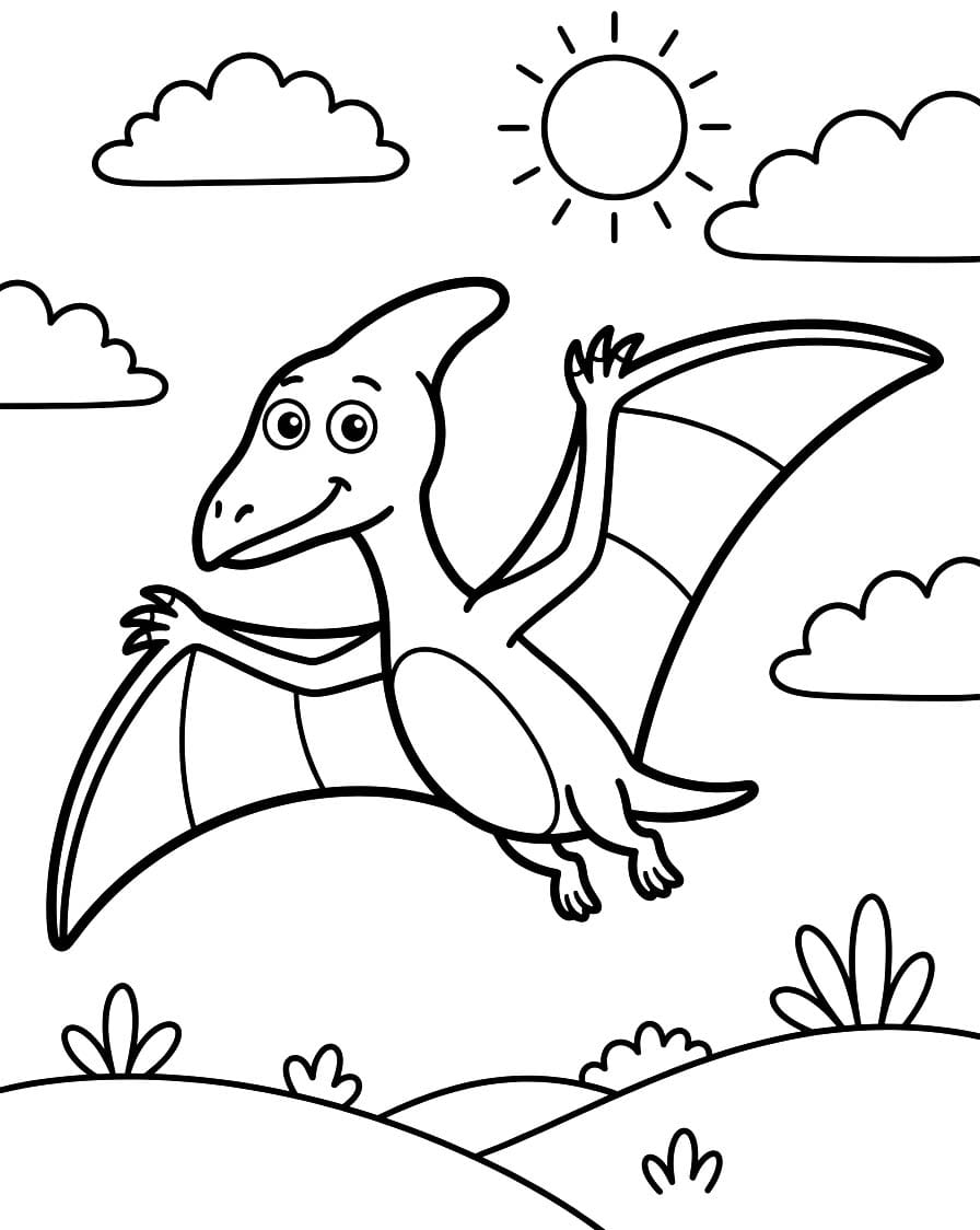 Uçan Dinozor Pterodaktil Boyama Sayfası