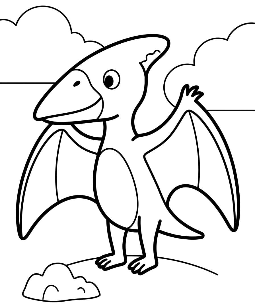 Pterodaktil Boyama Sayfası