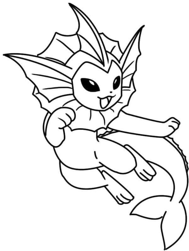 Vaporeon Yüzerken Boyama Sayfası