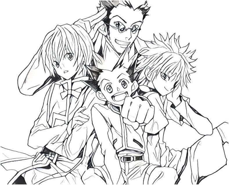 Dört Anime Karakteri Boyama Sayfası