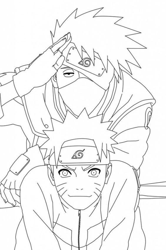 Naruto ve Kakashi Boyama Sayfası