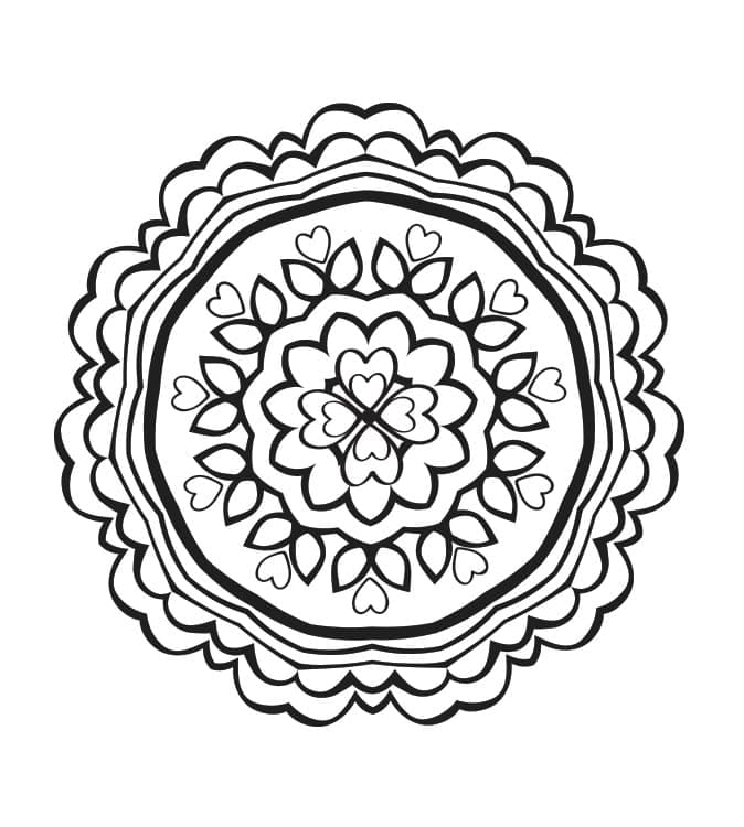 Kalp Mandala Boyama Sayfası