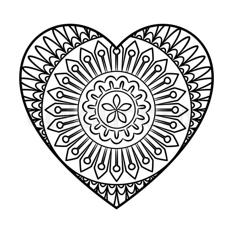 Kalp Mandala Boyama Sayfası