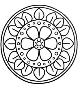 Kolay Çiçek Mandala Cizim Boyama Sayfası İndir