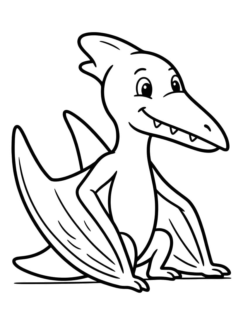 Oturan Pterodaktil Boyama Sayfası