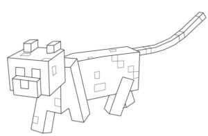 Minecraft Dünyasından Kedi Boyama Sayfası İndir