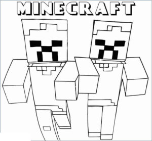 Minecraft İki Zombi Boyama Sayfası İndir