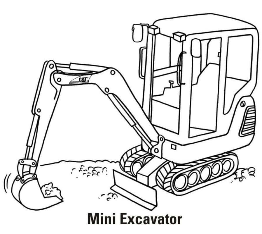 Mini Ekskavatör Boyama Sayfası